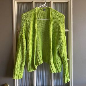 Aerie highlighter yellow /green open knit chunky cardigan